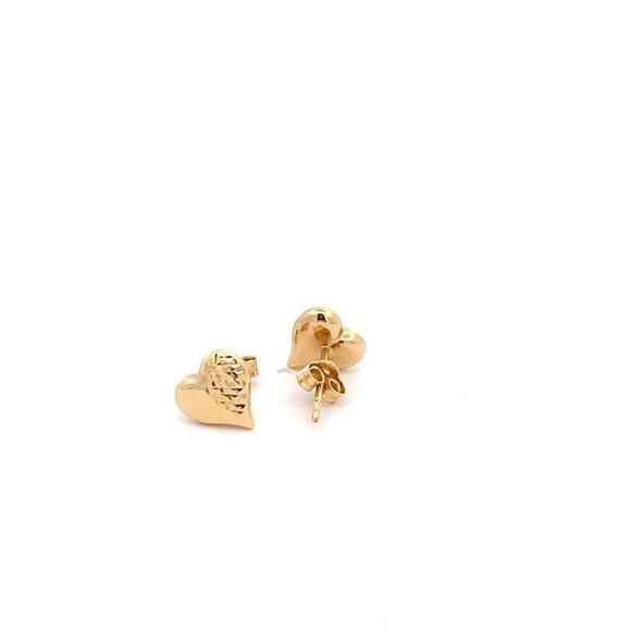 18K Yellow Gold Earrings Heart 1.11 grams Small - Picture 9 of 13